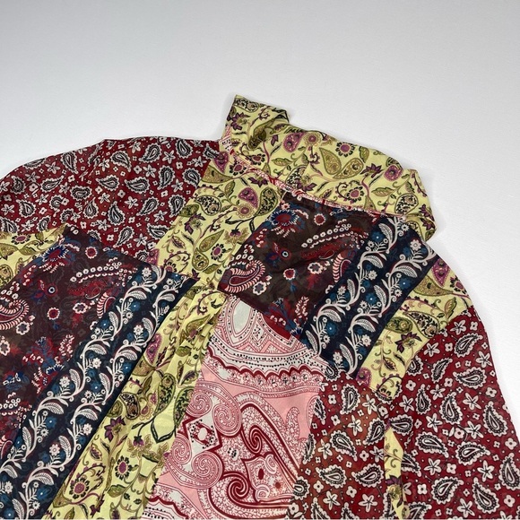 Soft Surroundings Blouse Top Langdon Patchwork Paisley Sheer Boho Peasant Office - Picture 5 of 15